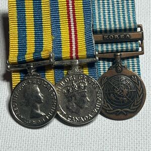 Vintage Military Medal Set with Blue and Yellow Ribbons korea